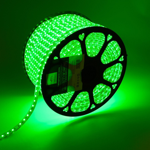 картинка LED лента 220 В,  13х8 мм,  IP67, SMD 5050, 60 LED/m,  цвет свечения зеленый от магазина Сантехстрой