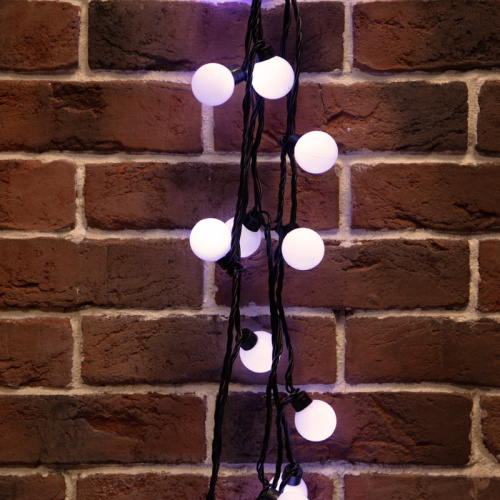 картинка Гирлянда Мультишарики Ø38 мм,  10 м,  40 LED БЕЛЫЙ,  черный ПВХ,  IP65, постоянное свечение,  230В соединяется NEON-NIGHT (нужен шнур питания 303-500) от магазина Сантехстрой