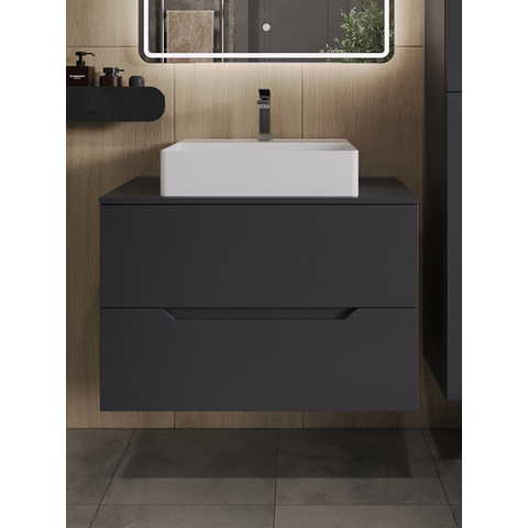 картинка Тумба с раковиной подвесная Orange Line Li-80TugMDF+B04-500W 80 см, графит/белый от магазина Сантехстрой