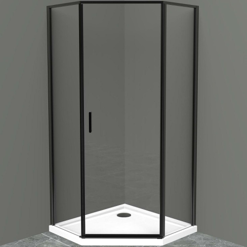 картинка Душевой уголок BelBagno Uno 90х90 UNO-195-P-1-90-C-NERO профиль Черный матовый стекло прозрачное от магазина Сантехстрой