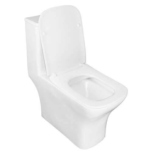 картинка Унитаз-моноблок Azario Lodi 350х665х750 напольный, безободковый, горизонтальный слив, сиденье дюропласт микролифт (AZ-8617) от магазина Сантехстрой