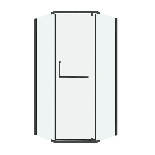 картинка Душ.ограждение 302.K33.03.1010.42.00 Pragma (100*100*195) трапеция,распашн,графит сатин,стекло прозр от магазина Сантехстрой