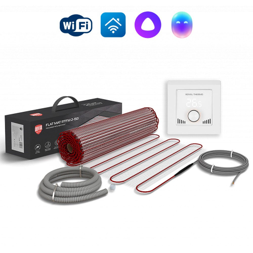 картинка Мат нагревательный Royal Thermo Flat Mat RTFM 2-150-0,5 с терморегулятором RTI-16 от магазина Сантехстрой