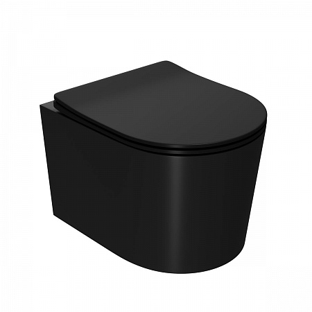 картинка Унитаз подвесной Point Веста безободковый, чёрн мат, сид дюропласт, микролифт, быстросъем PN41701BM от магазина Сантехстрой