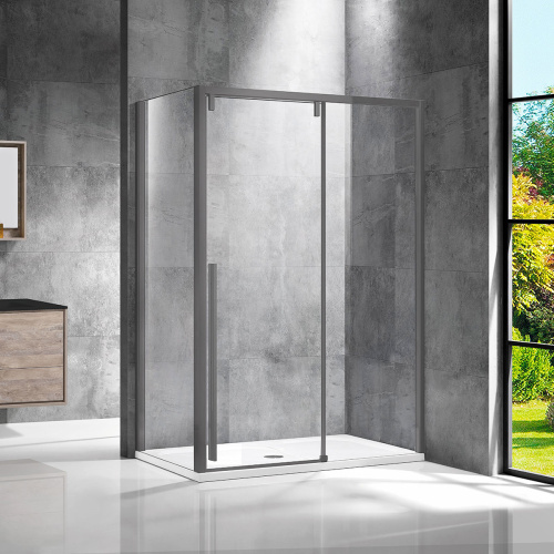 картинка Душевой уголок Lugano VSR-1L1012CLGM-1, 1200*1000, вороненая сталь, стекло прозрачное от магазина Сантехстрой