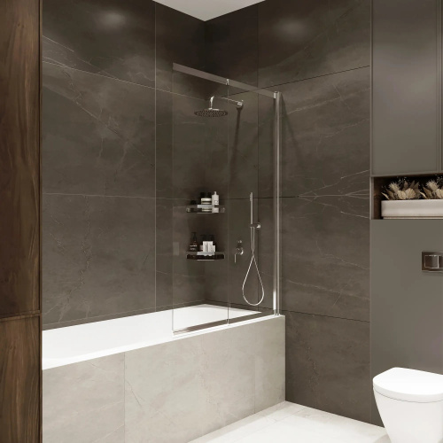 картинка RX15090CCR-22 Reflexion ограждение на ванну 150х90см Slider. Прозрачное закаленное стекло 5мм от магазина Сантехстрой