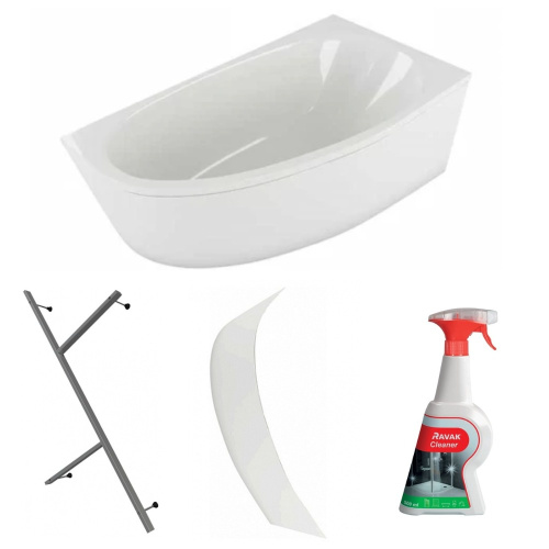 Комплект SAN19 для ванны: Ванна Дива 160*90 правая + опорная конструкция + фронтальная панель + чистящее средство