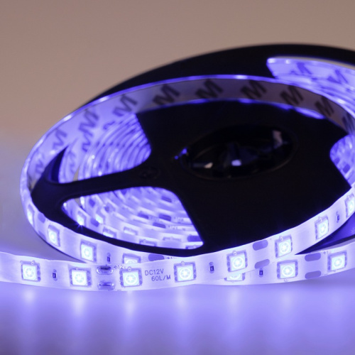 картинка LED лента 5м силикон,  10 мм,  IP65, SMD 5050, 60 LED/m,  12 V,  цвет свечения синий LAMPER от магазина Сантехстрой
