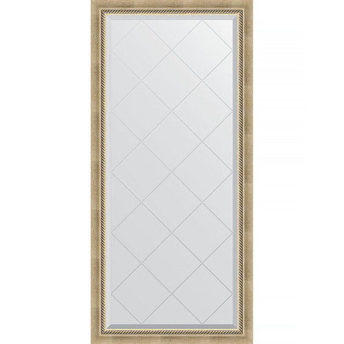картинка Зеркало Evoform Exclusive-G 135х73 BY 4261 с гравировкой в багетной раме - Состаренное серебро с плетением 70 мм от магазина Сантехстрой