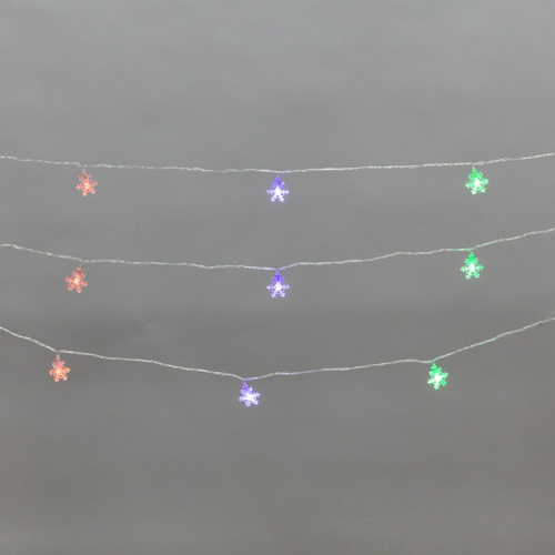 картинка Гирлянда светодиодная Снежинки большие 5м,  20LED,  IP20, прозрачный провод,  свечение мульти (RG/RB),  мигание,  230В NEON-NIGHT от магазина Сантехстрой