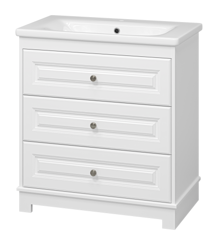 картинка Тумба с раковиной Ларго - 80 напольная белая матовая с 3 ящ. от магазина Сантехстрой