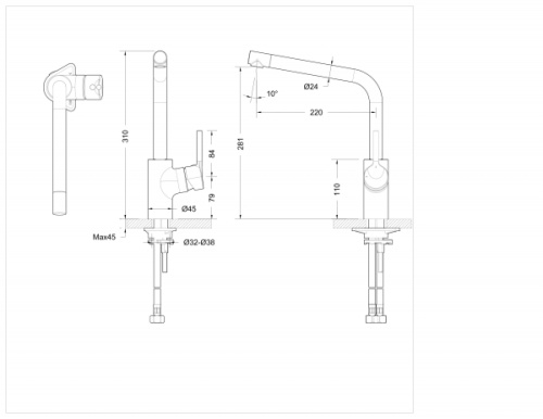 картинка смеситель для кухни bravat palace хром (f7172217cp-1-rus)