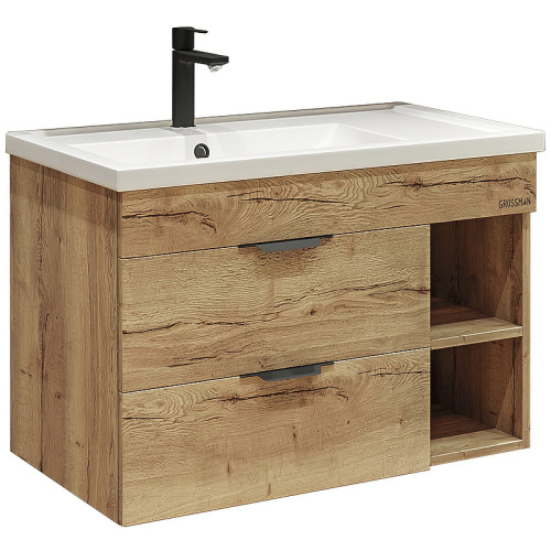 картинка Тумба под раковину Grossman Форта 80 108004 подвесная Дуб галифакс от магазина Сантехстрой