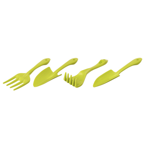 картинка Набор садовых инструментов (лопатка, совок для пересадки, грабельки, вилка для рыхления) салатовый от магазина Сантехстрой