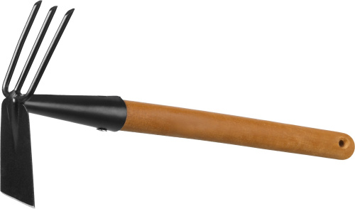 картинка Мотыга-рыхлитель ″PROLine″, лопатка+3 зуба с деревянной ручкой, GRINDA 421517, 113х100х575мм от магазина Сантехстрой