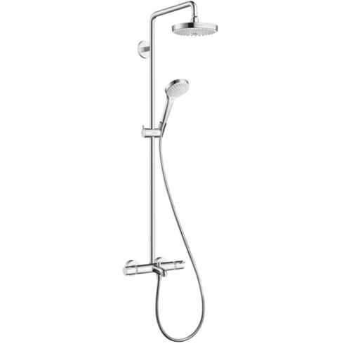 картинка HG Croma Select S Душевая система Showerpipe: верх.душ 180 2jet, ручн.душ, шланг, термостат для душа, цвет: белый/хром от магазина Сантехстрой