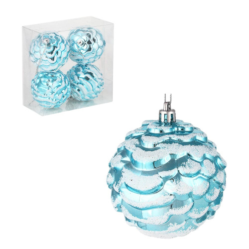 картинка СНОУ БУМ Набор формовых шаров с рисунком 4шт 8см, голубой, пластик от магазина Сантехстрой