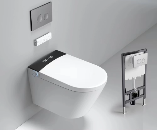картинка Электронный унитаз-биде подвесной с инсталляцией и черной матовой кнопкой TIMO (TЕ-751B) от магазина Сантехстрой