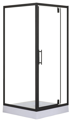 картинка Душевое ограждение LORANTO SUNWAY 90х90х200 R/L с низким поддоном 13см, прозрачное закаленное стекло 6мм, профиль черный (CS-604A 90) от магазина Сантехстрой