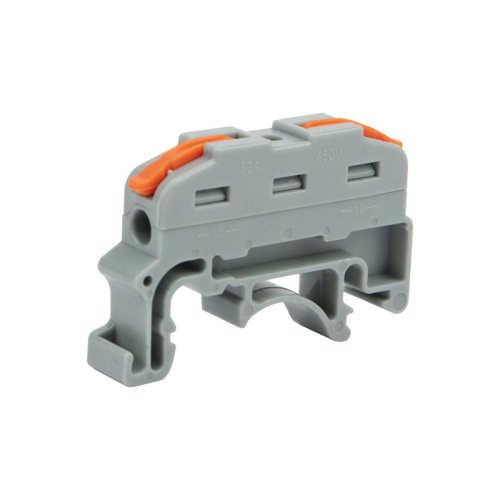 картинка Клемма СМК 222-421D проходная 1-полюсная,  с креплением на DIN-рейку (0,08-4 мм²) серая (25 шт. /уп. ) REXANT от магазина Сантехстрой