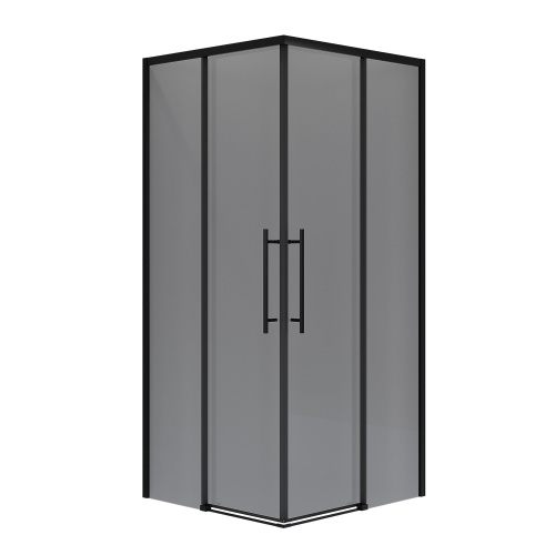 картинка Душ. ограждение NG-2829-34BLACK (90*90*195) квадрат, раздвижная, черный матовый, стекло тонирован,1м от магазина Сантехстрой