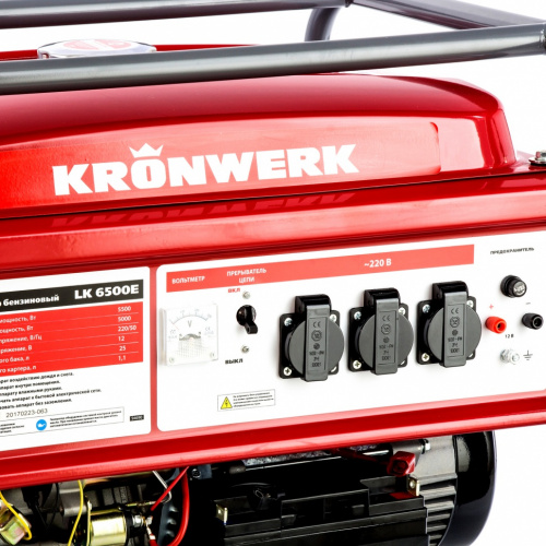картинка Генератор бензиновый LK 6500E, 5.5 кВт, 230 В, бак 25 л, электростартер Kronwerk от магазина Сантехстрой