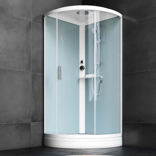 картинка W88C-401-090WT X-Joy кабина душевая  90x90, 1/4 круга,  профиль белый, стекло прозрачное от магазина Сантехстрой