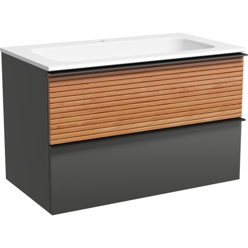 картинка Тумба под раковину Sancos Delta 80 DL80GR подвесная Дуб красный Графит от магазина Сантехстрой