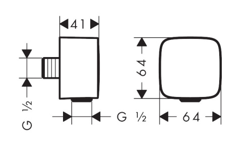 картинка шланговое подсоединение hansgrohe fixfit c защитой от обратного тока воды, хром (26457000)