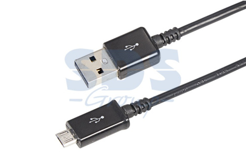 картинка USB кабель microUSB длинный штекер 1 м черный от магазина Сантехстрой