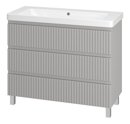 картинка Тумба с раковиной VICTORY -105 напольная с 3 ящ. серый + раковина от магазина Сантехстрой