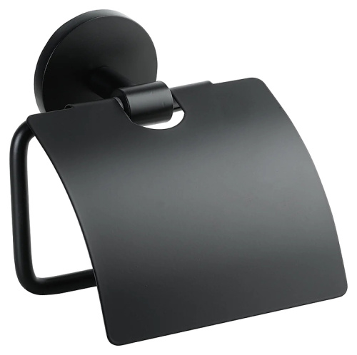 картинка Держатель для туалетной бумаги с крышкой Bemeta Nox 102512010 черный матовый от магазина Сантехстрой