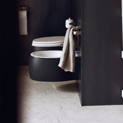 картинка Agape Pear 2 Унитаз подвесной 38x52.8x25.5 см, сиденье глянцевое с микролифтом, цвет: bicolore внутри белый глянец, снаружи - тёмно-серый матовый от магазина Сантехстрой