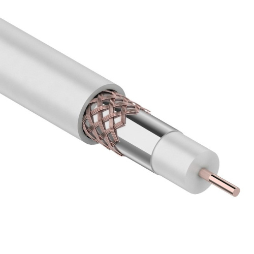 картинка Кабель коаксиальный RG-6U+Cu,  75 Ом, Cu/Al/Cu,  75%,  305 м, INDOOR,  белый,  REXANT от магазина Сантехстрой