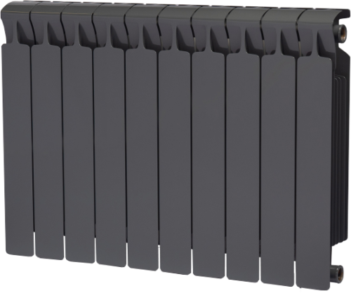 картинка Радиатор биметаллический Rifar Monolit 500 10 секций, нижнее левое подключение, титан от магазина Сантехстрой