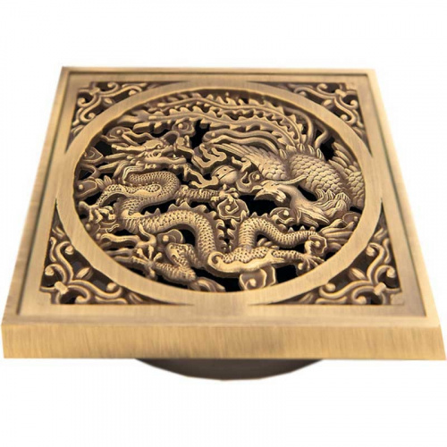 картинка Решетка для трапа Bronze de Luxe Дракон 10x10 21986 Бронза от магазина Сантехстрой