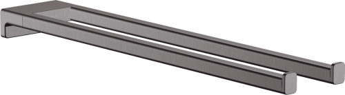 картинка Двухрожковый держатель полотенец AddStoris Hansgrohe 41770340, шлифованный черный хром от магазина Сантехстрой