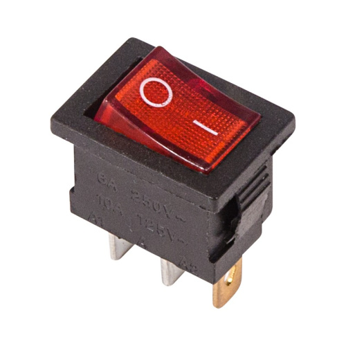 картинка Выключатель клавишный 250V 6А (3с) ON-OFF красный с подсветкой Mini (RWB-206, SC-768) REXANT от магазина Сантехстрой