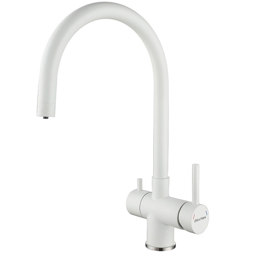 картинка смеситель для кухни paulmark heller he213218-431 белый матовый