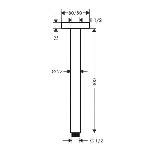 картинка Держатель верхенго душа Hansgrohe потолочный, 300 мм (27388000) от магазина Сантехстрой