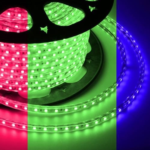 картинка LED лента 220 В,  13х8 мм,  IP67, SMD 5050, 60 LED/m,  цвет свечения RGB от магазина Сантехстрой