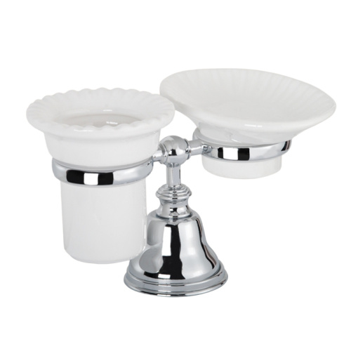 картинка TW Harmony 141, настольный держатель с мыльницей и стаканом, керамика (бел), цвет: хром от магазина Сантехстрой
