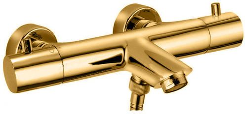 картинка liq022hgsp смеситель для ванны термостат.без душ.набора,медовое золото браш. light (paffon) (259546)