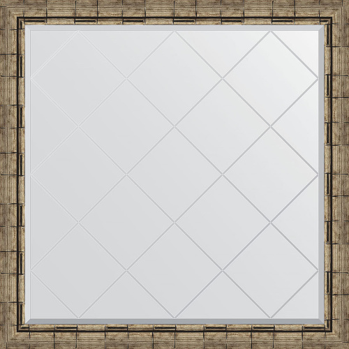 картинка Зеркало Evoform Exclusive-G 103х103 BY 4437 с гравировкой в багетной раме - Серебряный бамбук 73 мм от магазина Сантехстрой