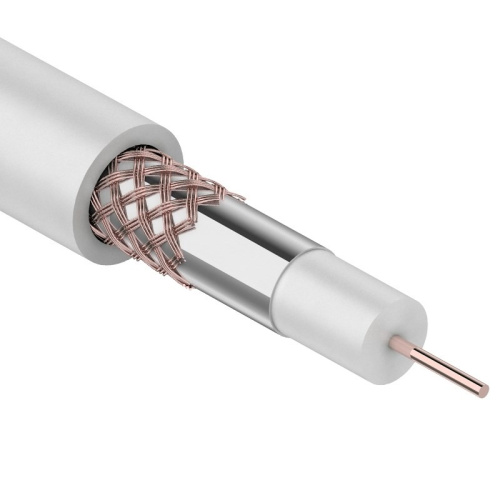 картинка Кабель коаксиальный RG-59U+Cu,  75 Ом, Cu/Al/Cu,  64%,  305 м, INDOOR,  белый,  REXANT от магазина Сантехстрой