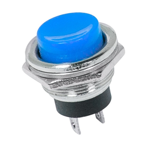 картинка Выключатель-кнопка металл 250V 2А (2с) OFF-(ON) Ø16.2 синяя (RWD-306) REXANT от магазина Сантехстрой