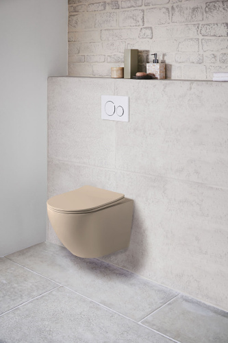 картинка Унитаз подвесной Globo VT1-14SMC безободковый, ультратонкое сиденье soft-close, капучино матовый от магазина Сантехстрой