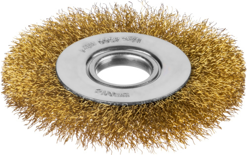 картинка Щетка дисковая для УШМ, витая стальная латунированная проволока 0,3 мм, d=100 мм, MIRAX 35141-100 от магазина Сантехстрой