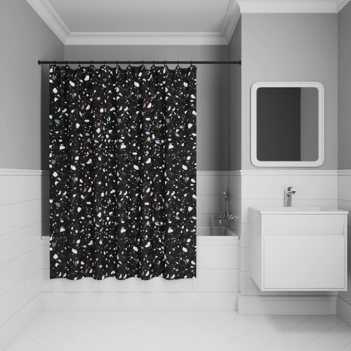 картинка Штора для ванной, 200x180 см, Полиэстер, черный, IDDIS (BT02P18i11) от магазина Сантехстрой