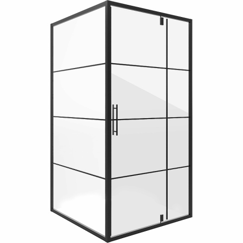 картинка Душевое ограждение Niagara Nova NG-0280-08ВLACK (80х80х195) квадрат,черный,дверь распашная,стекло с рисунком,1 место от магазина Сантехстрой